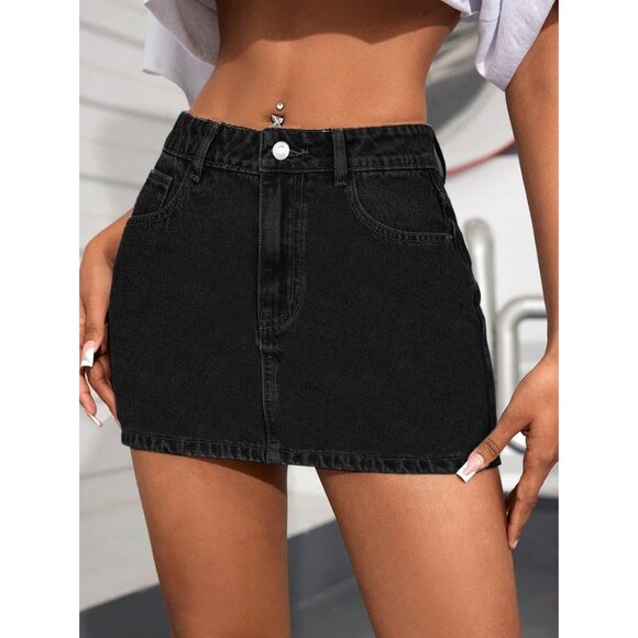 Denim Jean Skort High Waisted Mini Skirt with Shorts Casual Women’s - Picture 5 of 6